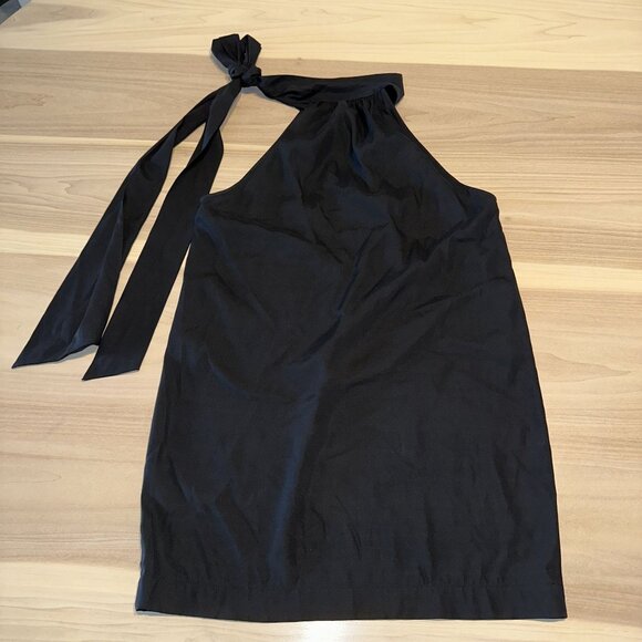 Daine von Furstenberg Black High Neck Tie Silk Blend Blouse Women's 8 - Picture 5 of 5